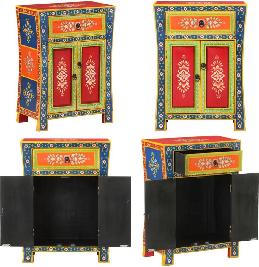 VidaXL Dressoir handgeschilderd 54x30x74 cm massief mangohout Dressoir Dressoirs Kast Dressoirkast