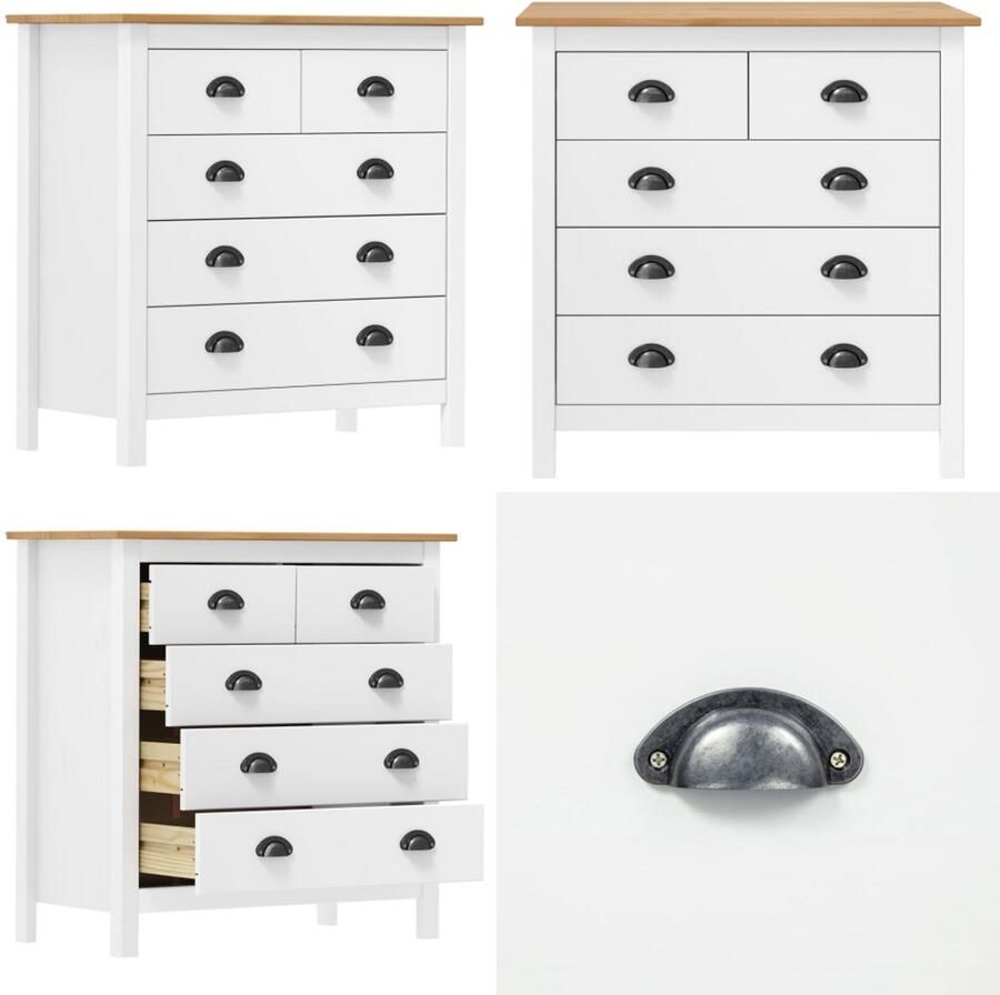 VidaXL Dressoir Hill 79x40x80 cm massief grenenhout wit Dresoir Dressoirs Kast Dressoirkast