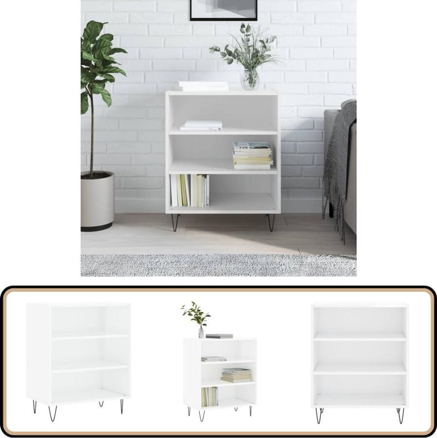 VidaXL Dressoir Hoogglans Wit 57x35x70 cm Dressoir Opbergkast Kast Salontafel Woonaccessoires