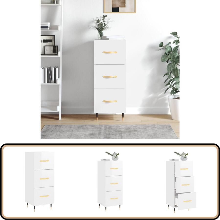 VidaXL Dressoir Hoogglans Wit Stijlvol & Functioneel Dressoir Commode Opbergkast Salontafel Livingroom Furniture - Foto 2
