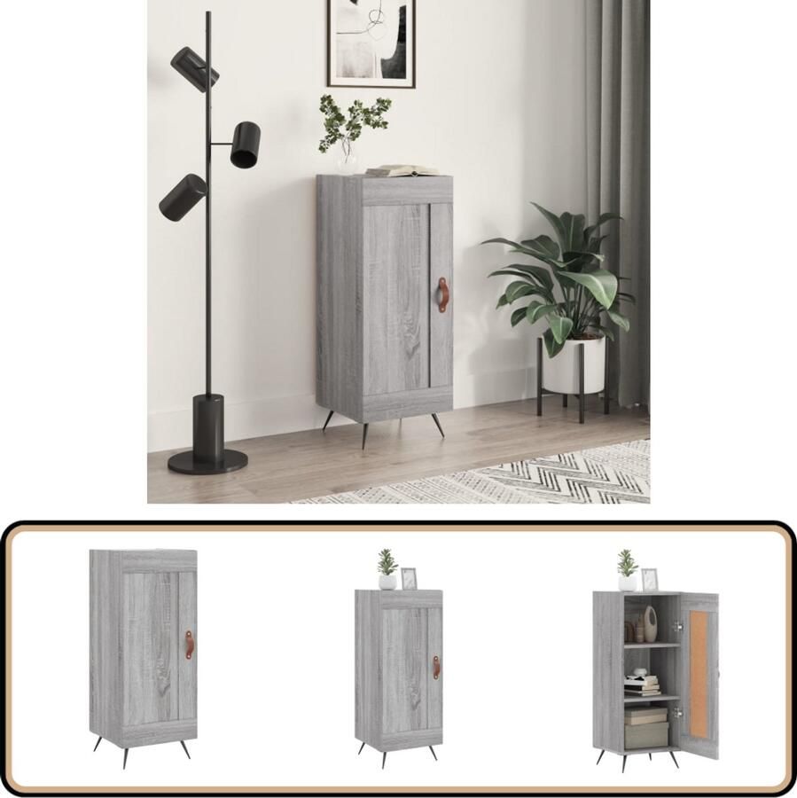 VidaXL Dressoir Hout Grijs Sonoma Eikenkleurig Dressoir Salontafel Houten Meubel Grijze Kast Vintage Design - Foto 2