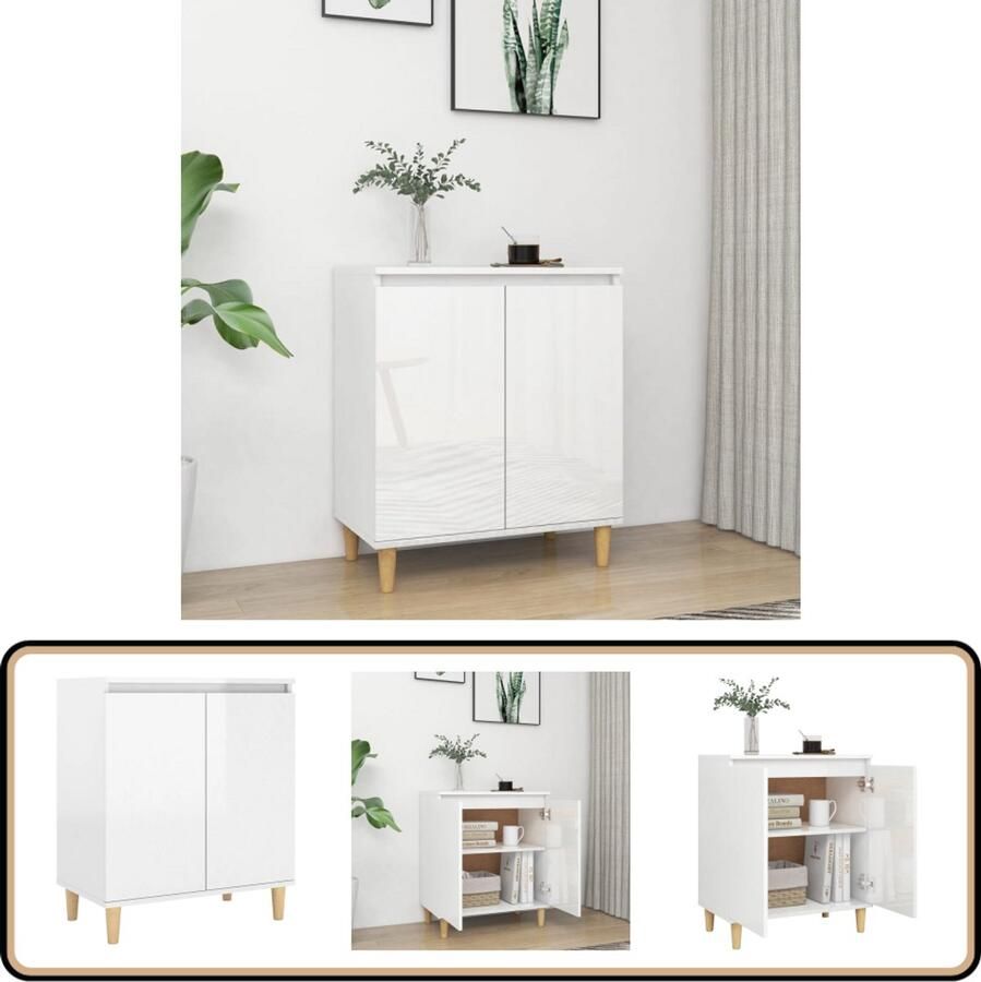 VidaXL Dressoir 60x35x70 cm Hoogglans Wit Dressoir Scandinavisch Design Wit Dressoir Opbergmeubel Salontafel