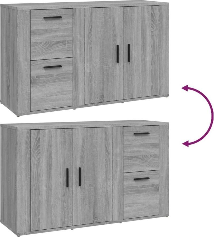 VidaXL Dressoir 100x33x59 5 cm Grijs Sonoma Eiken Dressoir Kast Houten Kast Grijze Kast Salontafel - Foto 2