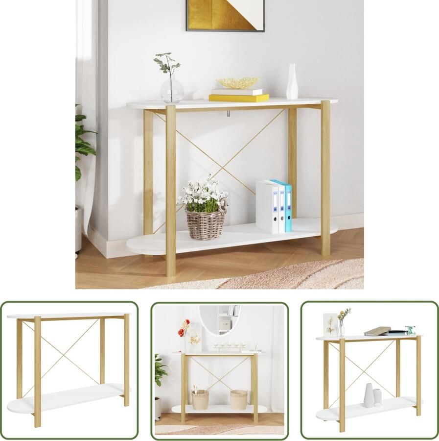 The Living Store Klassieke wandtafel Dressoir 110 x 38 x 75 cm Wit Hoge kwaliteit Klassieke Wandtafel Dressoir Salontafel Bijzetkast Opbergruimte - Foto 2