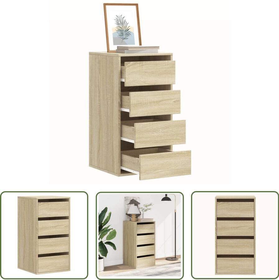 VidaXL Ladekast 40x41x76 cm bewerkt hout sonoma eikenkleurig Ladekast Dressoir Houten Ladekast Sonoma Eiken Vintage Stijl