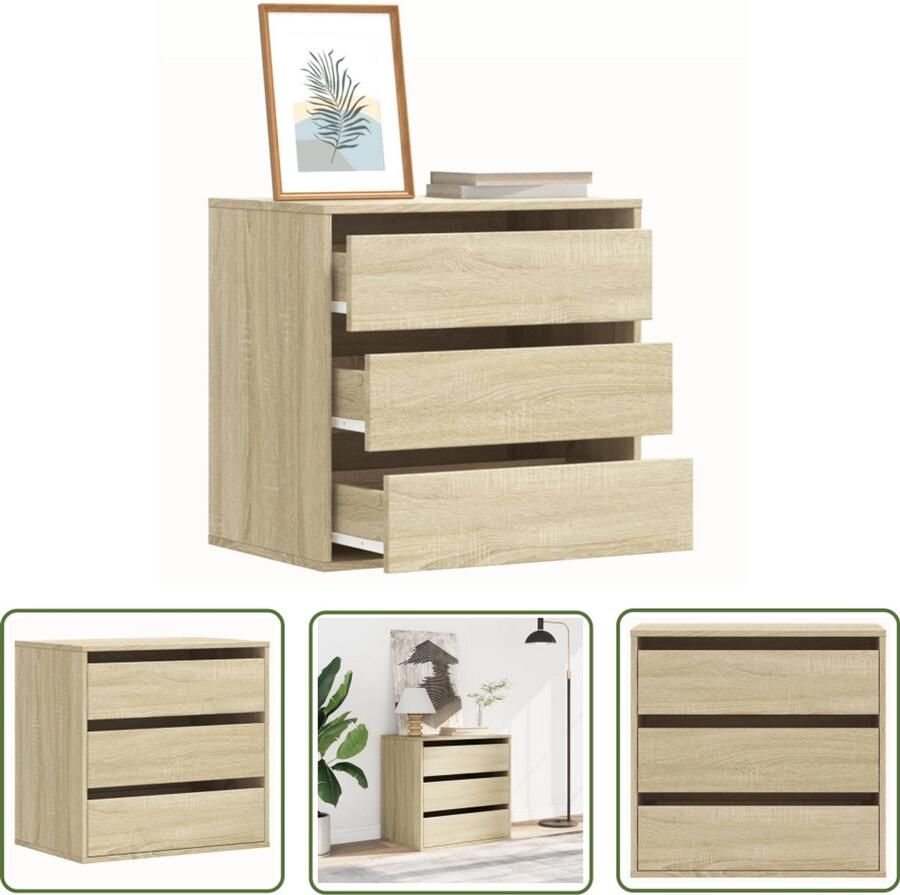 VidaXL Ladekast 60x41x58 cm bewerkt hout sonoma eikenkleurig Ladekast Dressoir Opbergkast Houten Kast Sonoma Eiken