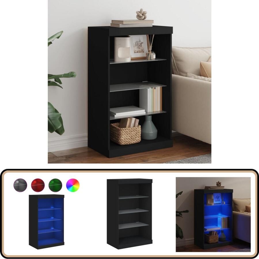 VidaXL Dressoir LED Verlichting Zwart 60 5x37x100cm Modern Dressoir Led Dressoir Tv Meubel Salontafel Opberg Kast - Foto 2