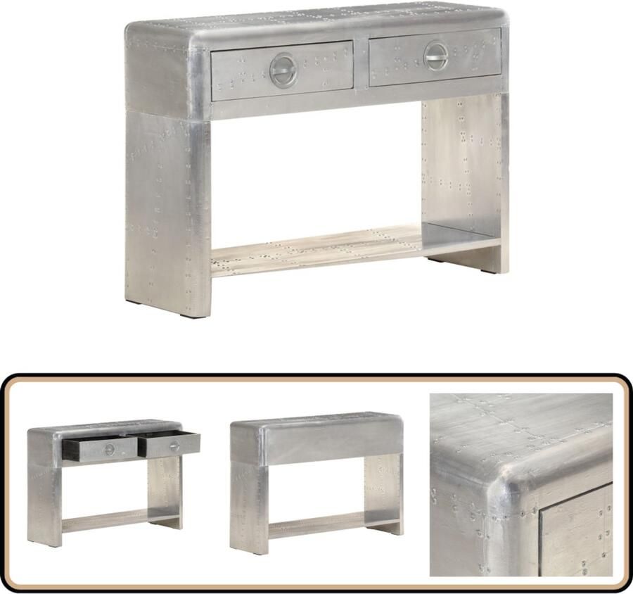 VidaXL Dressoir Luchtvaartstijl Zilver Metaal Luchtschepen Dressoir Industrieel Dressoir Vintage Dressoir Salontafel Tv Tafel