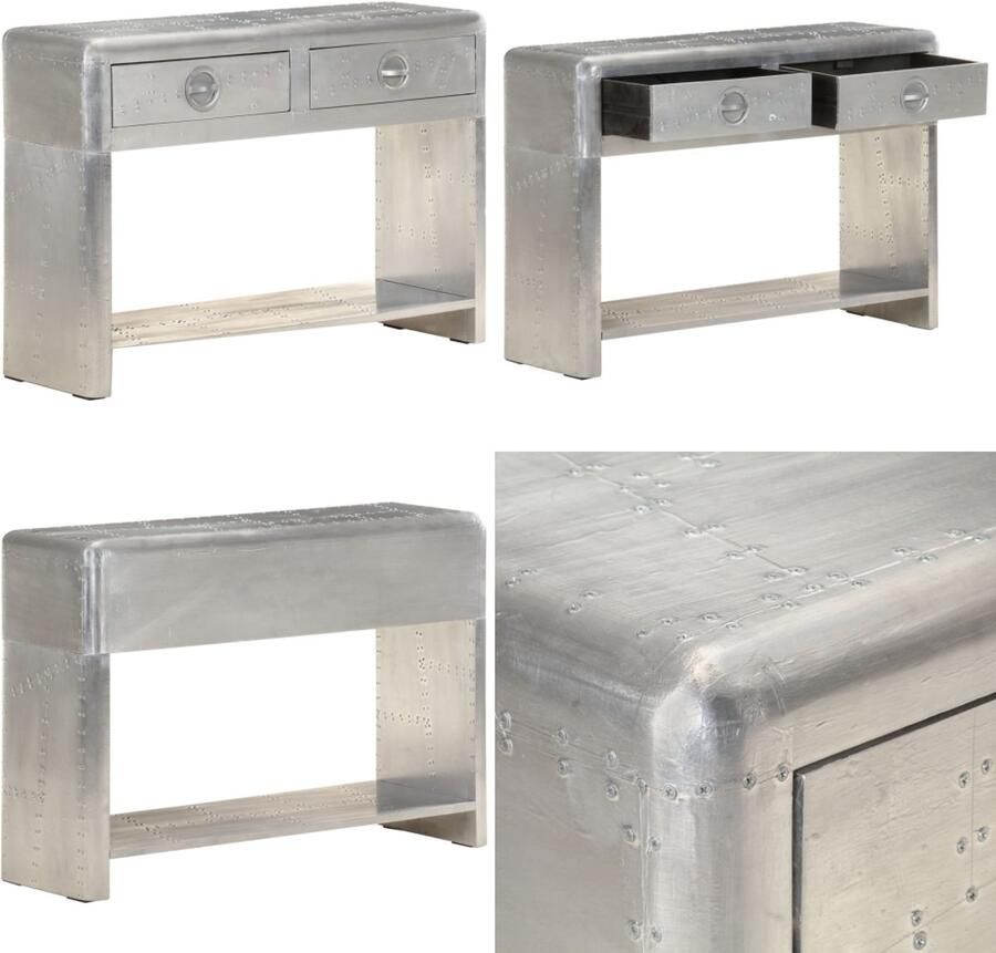 VidaXL Dressoir luchtvaartstijl 110x35x75 cm metaal Luchtvaartdressoir Luchtvaartdressoirs Dressoir In Luchtvaartstijl Dressoirs In Luchtvaartstijlen