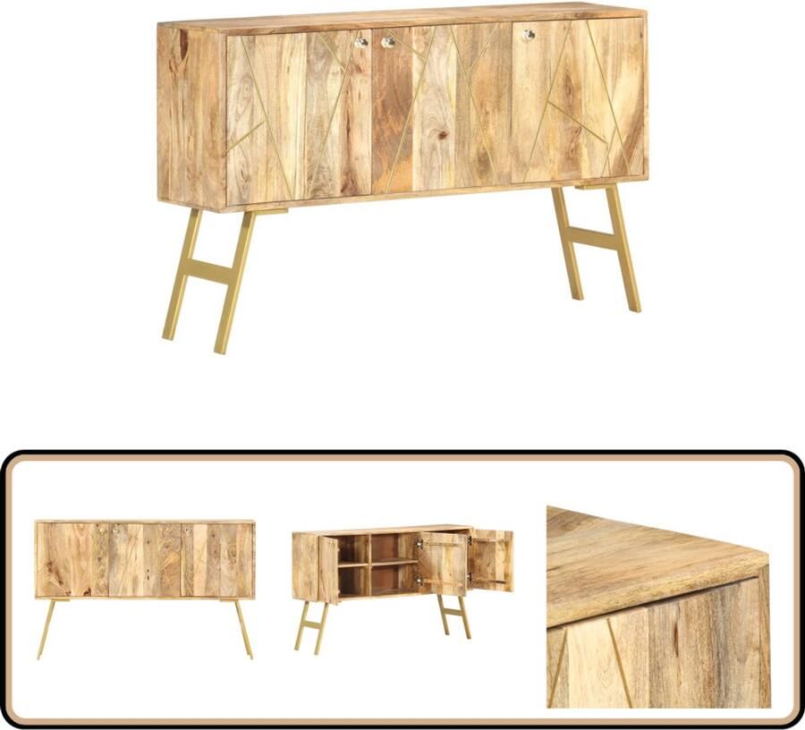 VidaXL Dressoir Mangohout 3 Deuren Stijlvol Design Dressoir Vintage Dresser Mangohouten Dressoir Salontafel Opslagmeubels