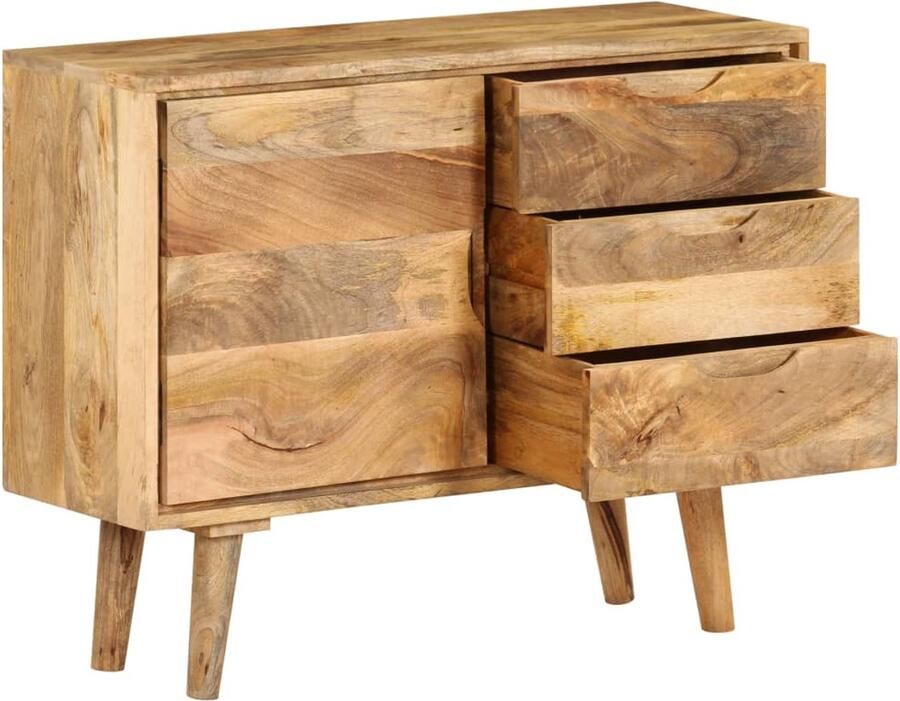 VidaXL Dressoir Mangohout 90x30x69 cm 3 lades Dressoir Mangohout Vintage Retro Stijl Kast
