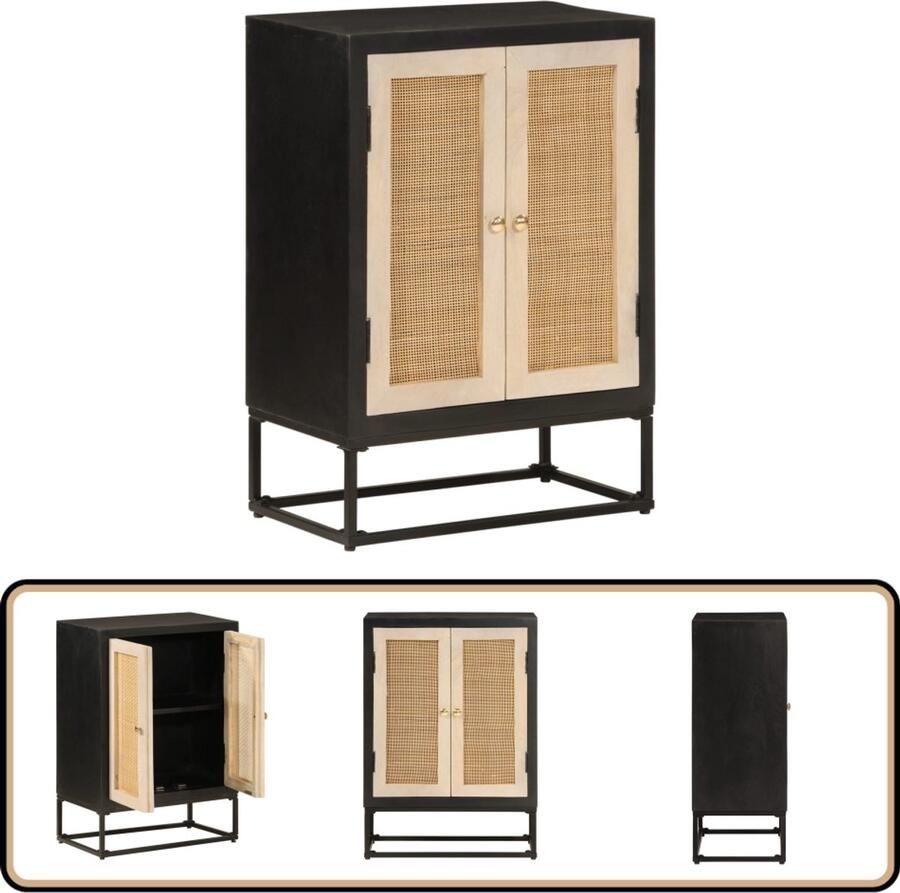 VidaXL Dressoir Mangohout & IJzer Zwart Dressoir Dressoirs Opbergkast Wandkast