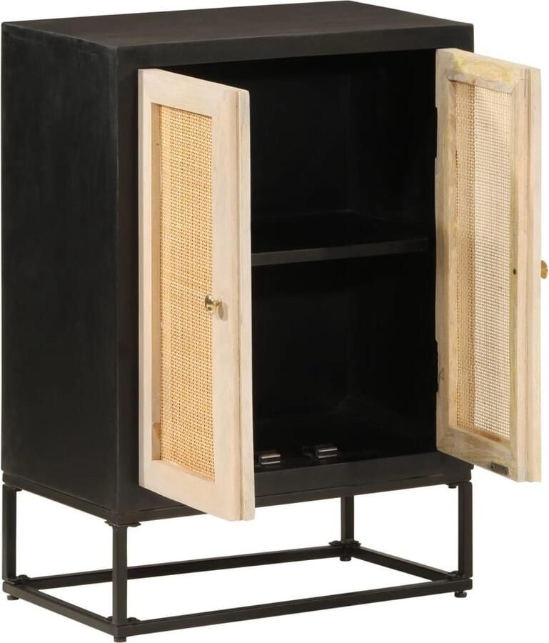 VidaXL Dressoir Mangohout & IJzer Zwart Dressoir Dressoirs Opbergkast Wandkast - Foto 2