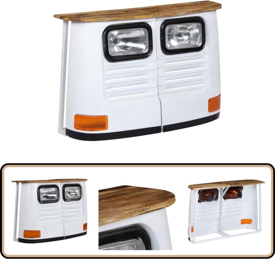 VidaXL Dressoir Mangohout Wit 108x30x72 cm Vintage Dressoir Industrieel Dressoir Mangohout Dressoir Wit Dressoir Opberg Dresser