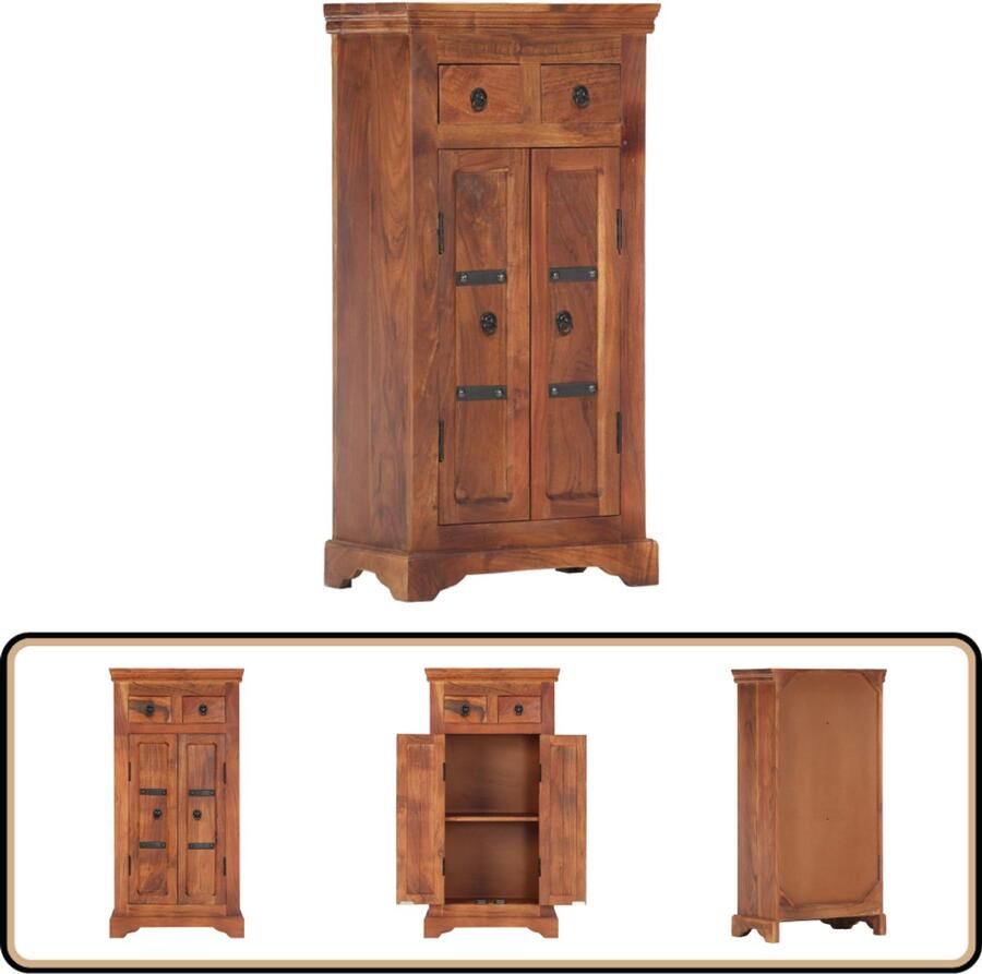 VidaXL Dressoir Massief Acaciahout 50x30x100 cm Dressoir Acacia Houtsoort Vintage Stijl Landelijk Design Opbergmeubel - Foto 2