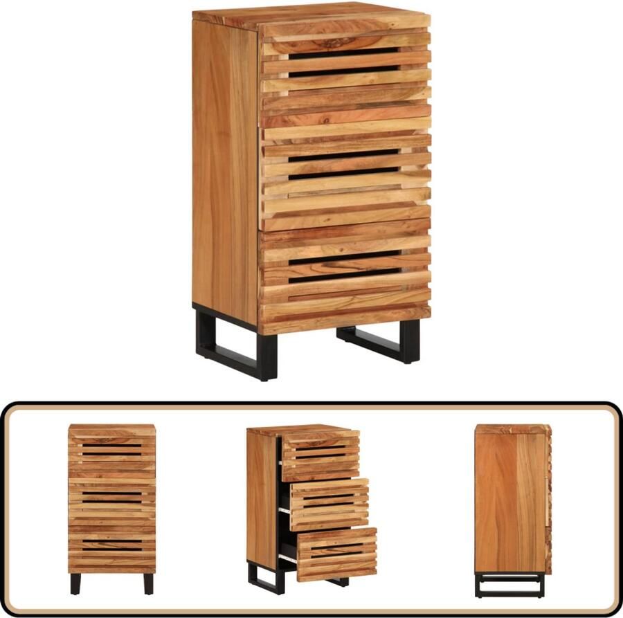 VidaXL Dressoir Massief Acaciahout met Stalen Detail Dressoir Dressoirs Opbergkast Wandkast