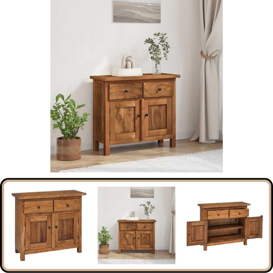VidaXL Dressoir Massief Gerecycled Hout 75x30x65 cm Dressoir Vintage Meubels Landelijke Stijl Houten Dressoir Retro Furniture