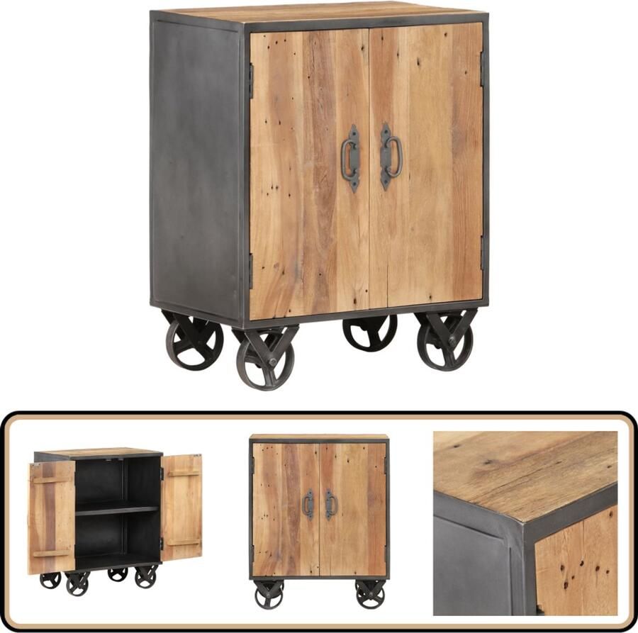 VidaXL Dressoir Massief Gerecycled Hout & Staal Dressoir Industrieel Meubilair Vintage Kast Landelijk Interieur Gerecycled Hout - Foto 2