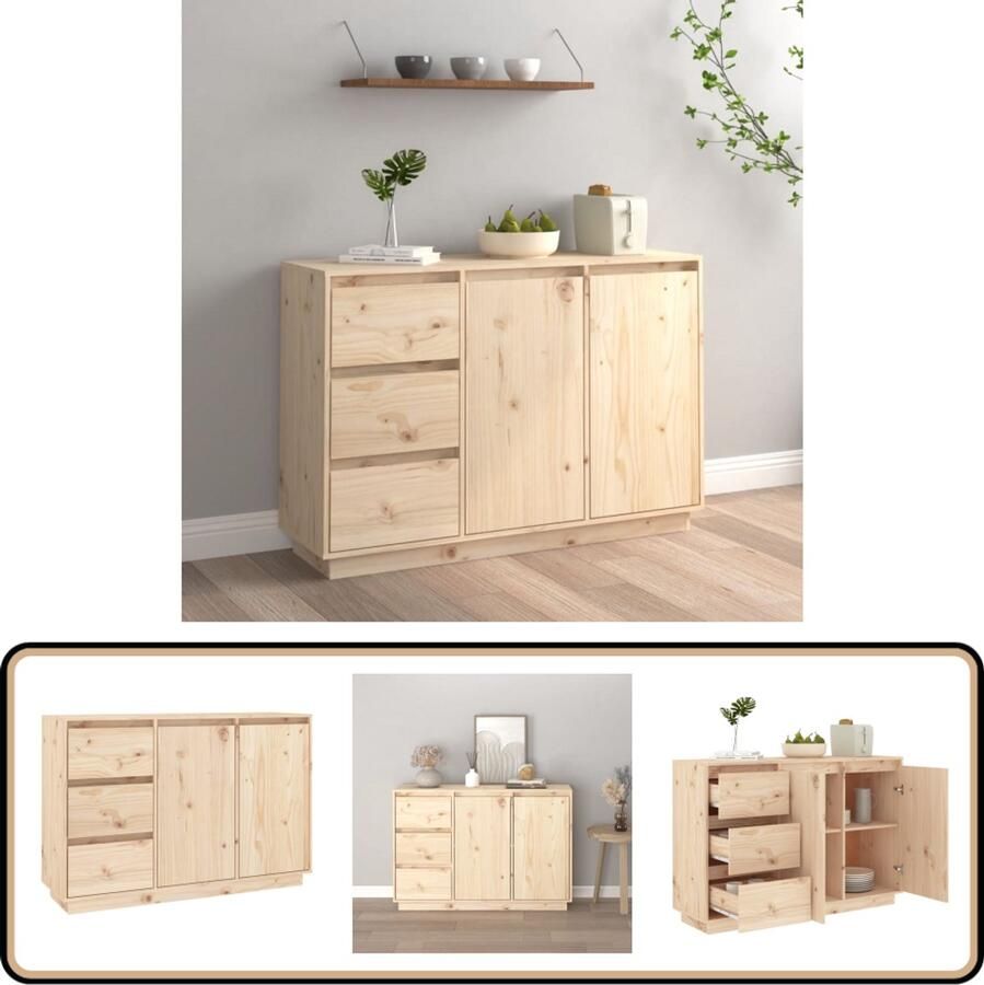 VidaXL Dressoir Massief Grenenhout 111x34x75 cm Houten Kast Dressoir Grenenhout Wandkast Opbergruimte