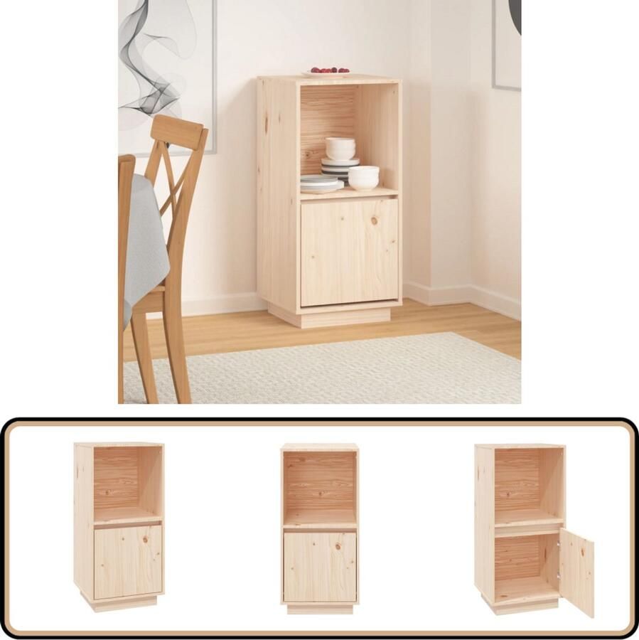 VidaXL Dressoir Massief Grenenhout 38x35x80cm Dressoir Bijzettafel Grenshouten Meubel Opbergmeubel Modern Design - Foto 2