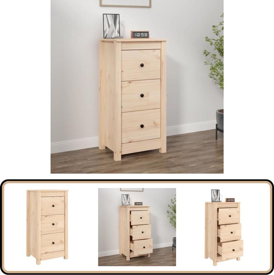 VidaXL Dressoir Massief Grenenhout 40x35x80 cm Dressoir Houten Dressoir Grenenhout Dressoir Vintage Dressoir Salontafel - Foto 3