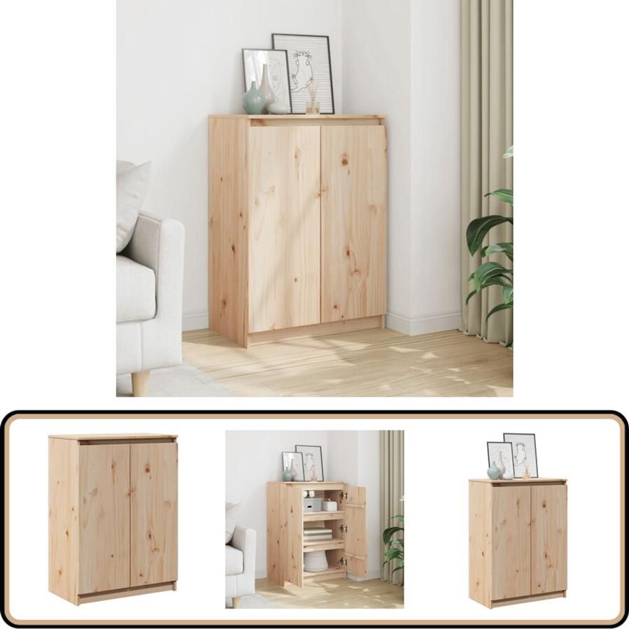 VidaXL Dressoir Massief Grenenhout 60x36x84 cm Dressoir Grenoblehouten Kast Bijzettafel Opbergkast Salontafel - Foto 2