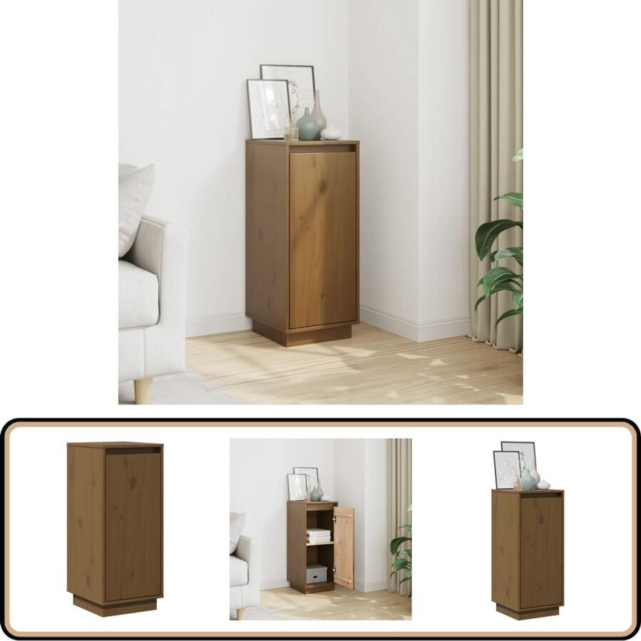 VidaXL Dressoir Massief Grenenhout Honingbruin Bijzettafel Houtmeubilair Salontafel Opbergkast Honingbruine Kast - Foto 2