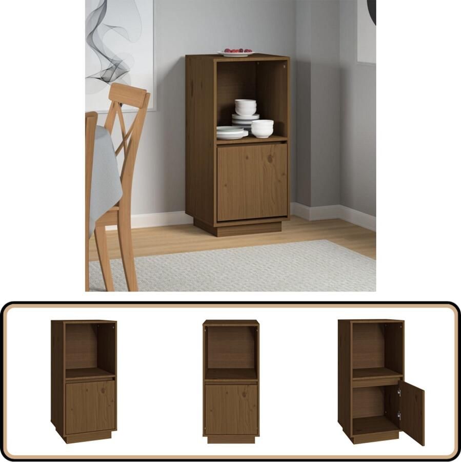 VidaXL Dressoir Massief Grenenhout Honingbruin Dressoir Massief Hout Grenenhout Honigbruin Modern Design