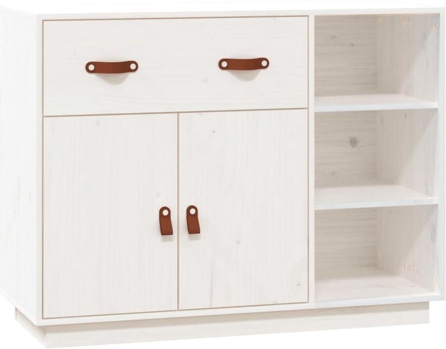 VidaXL Dressoir Massief Grenenhout Wit 98 5x40x75 cm Dressoir Houten Dressoir Grenenhouten Dressoir Wit Dressoir Salontafel