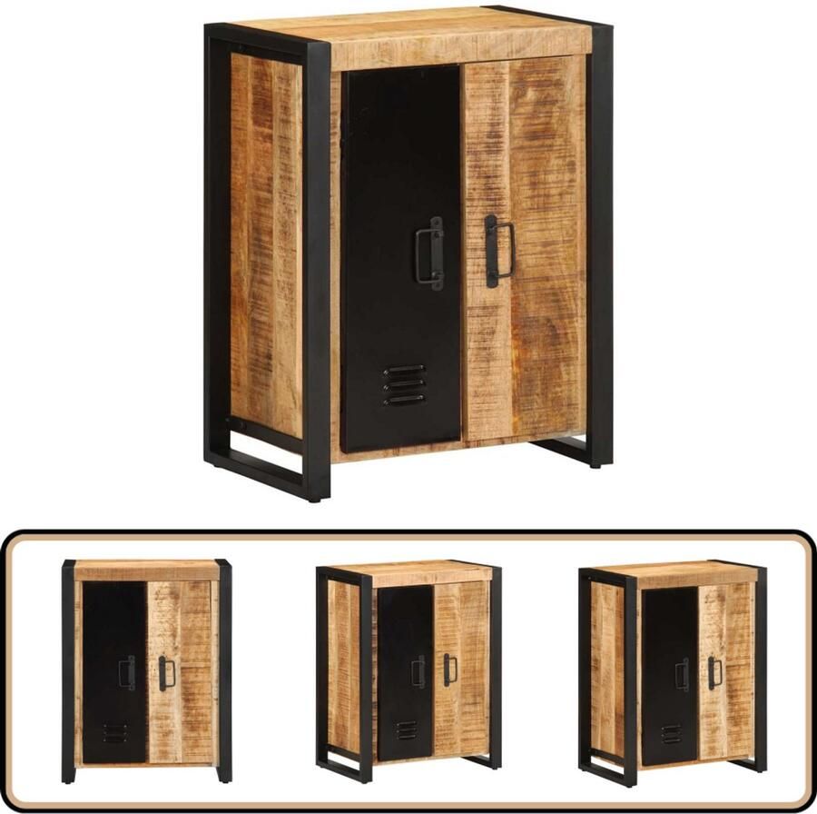 The Living Store Dressoir 55x35x70 cm massief ruw mangohout Dressoir Mangohout Vintage Meubels Industrieel Design Opbergmeubilair