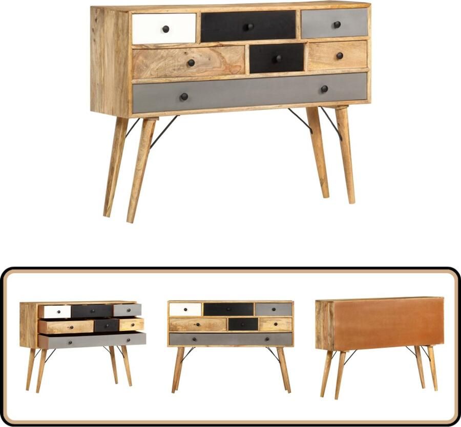 VidaXL Dressoir Massief Mangohout 7 Lades 110x30x82 cm Vintage Kast Mangohout Kast Dressoir Opbergkast Salonmeubilair - Foto 2