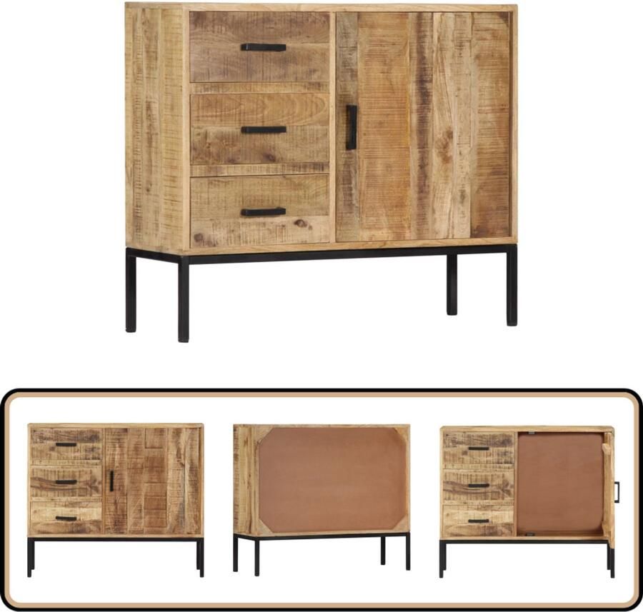 VidaXL Dressoir Massief Mangohout 88x30x71 cm Dressoir Mangohout Vintage Meubels Industrieel Design Handmade Furniture - Foto 2