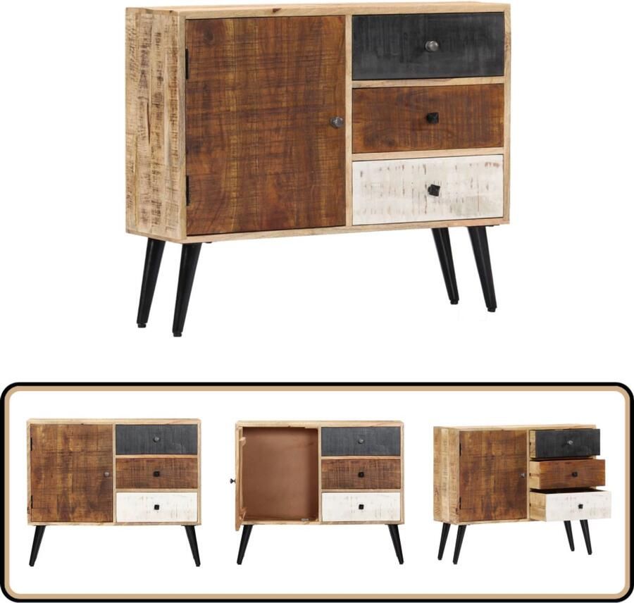 VidaXL Dressoir Massief Mangohout 88x30x73 cm Dressoir Kast Mangohout Vintage Landelijk