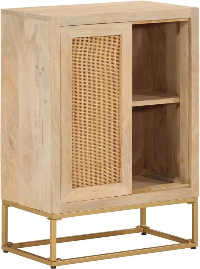 VidaXL Dressoir Massief Mangohout en IJzer 55x30x76 cm Dressoir Dressoirs Opbergkast Wandkast