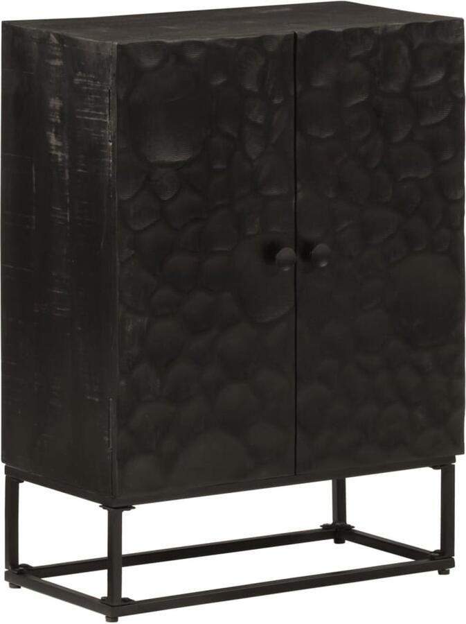 VidaXL Dressoir Massief Mangohout en IJzer Zwart Dressoir Dressoirs Opbergkast Wandkast