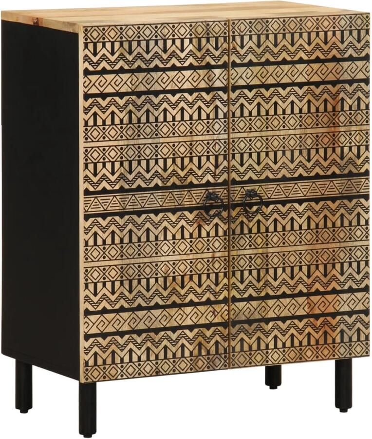 VidaXL Dressoir Massief Mangohout Zwart 60x75 cm Dressoir Dressoirs Kast Wandkast