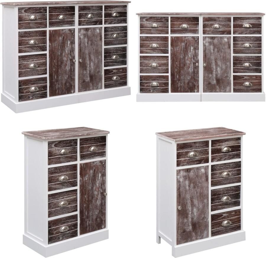 VidaXL Dressoir met 10 lades 113x30x79 cm hout bruin Dressoir Dressoirs Houten Kastje Houten Kastjes