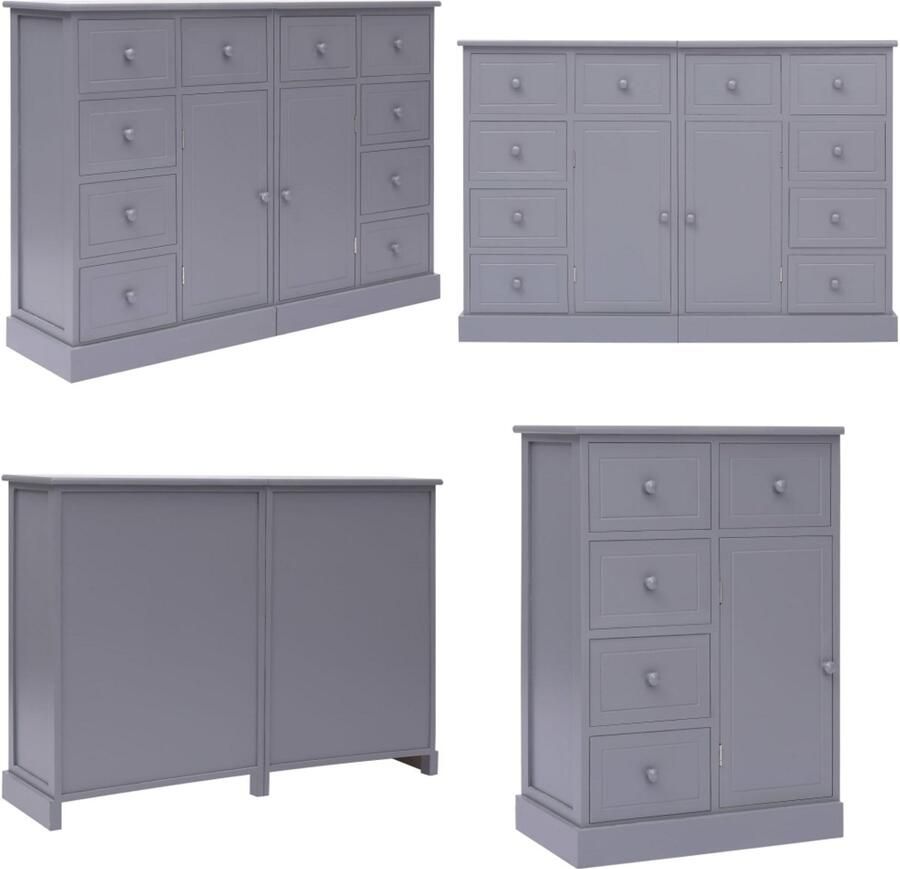 VidaXL Dressoir met 10 lades 113x30x79 cm hout grijs Dressoir Dressoirs Kast Kasten