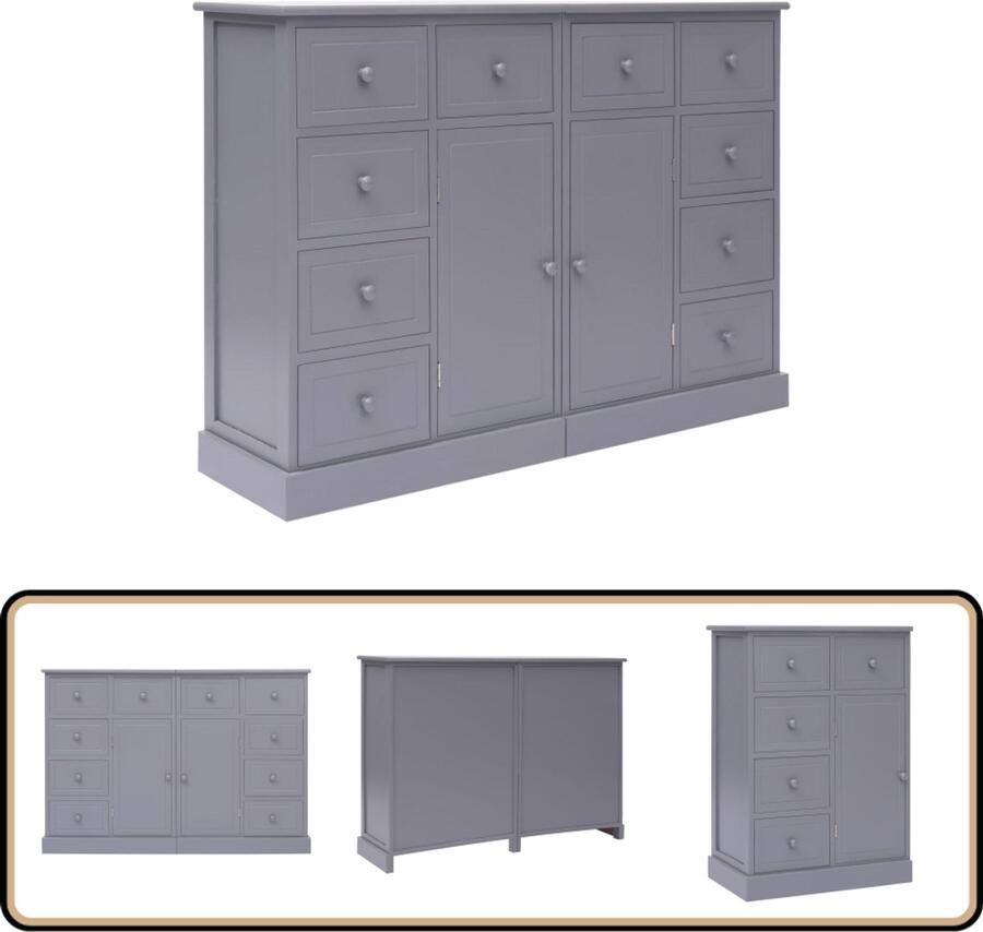 VidaXL -Dressoir-met-10-lades-113x30x79-cm-hout-grijs