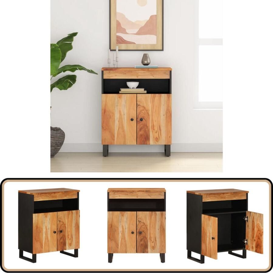 VidaXL Dressoir met 2 deuren 60x33x75 cm massief acaciahout