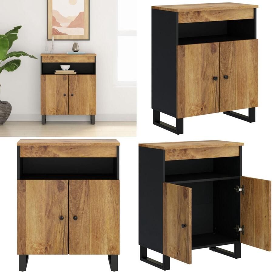 VidaXL Dressoir met 2 deuren 60x33x75 cm massief mangohout Dressoir Dressoirs Kast Dressoirkast