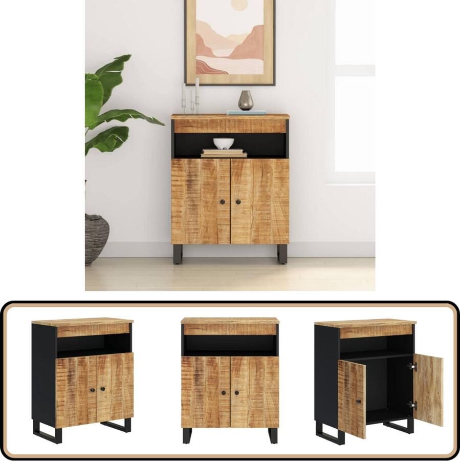 VidaXL Dressoir Mangohout 60x33x75 cm Dressoir Mangohout Vintage Landelijke Stijl Salontafel