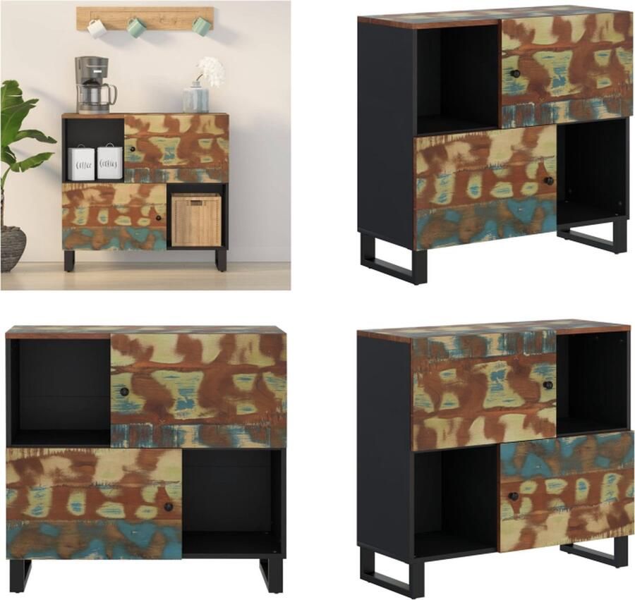 VidaXL Dressoir met 2 deuren 80x33x75 cm massief gerecycled hout Dressoir Dressoirs Kast Dressoirkast
