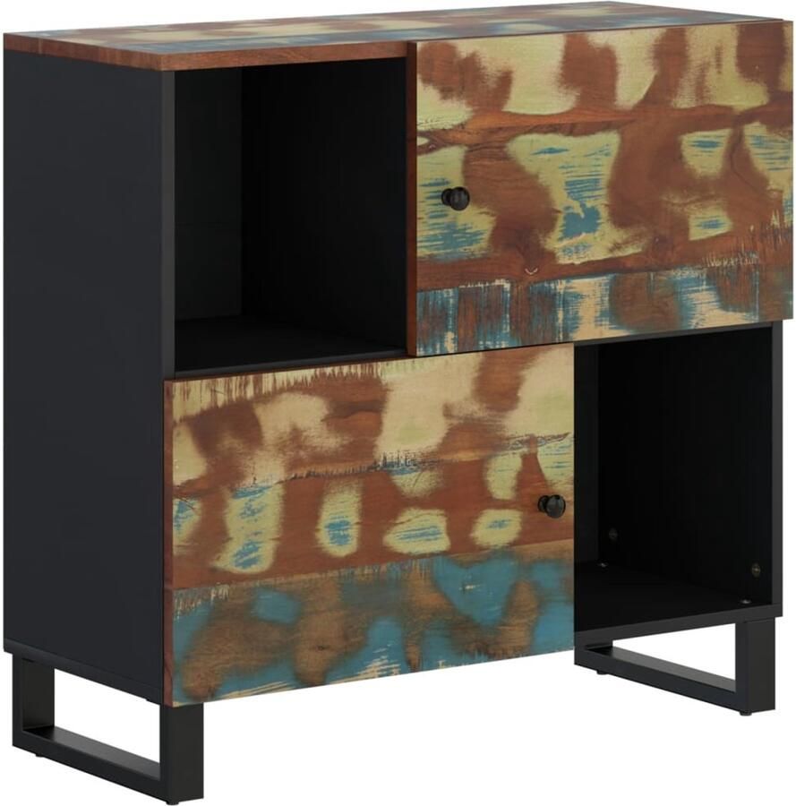 VidaXL Dressoir Massief Gerecycled Hout 80x33x75cm Dressoir Vintage Dressoir Houten Dressoir Landelijk Dressoir Industriële Dressoir