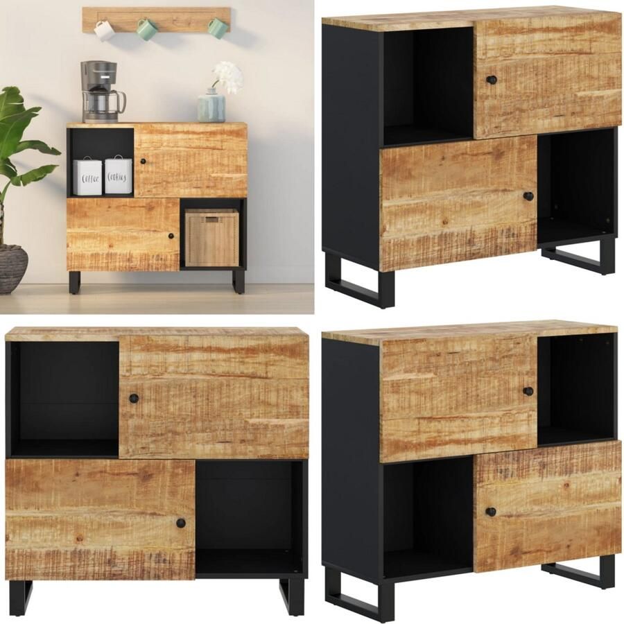 VidaXL Dressoir met 2 deuren 80x33x75 cm massief mangohout Dressoir Dressoirs Kast Dressoirkast