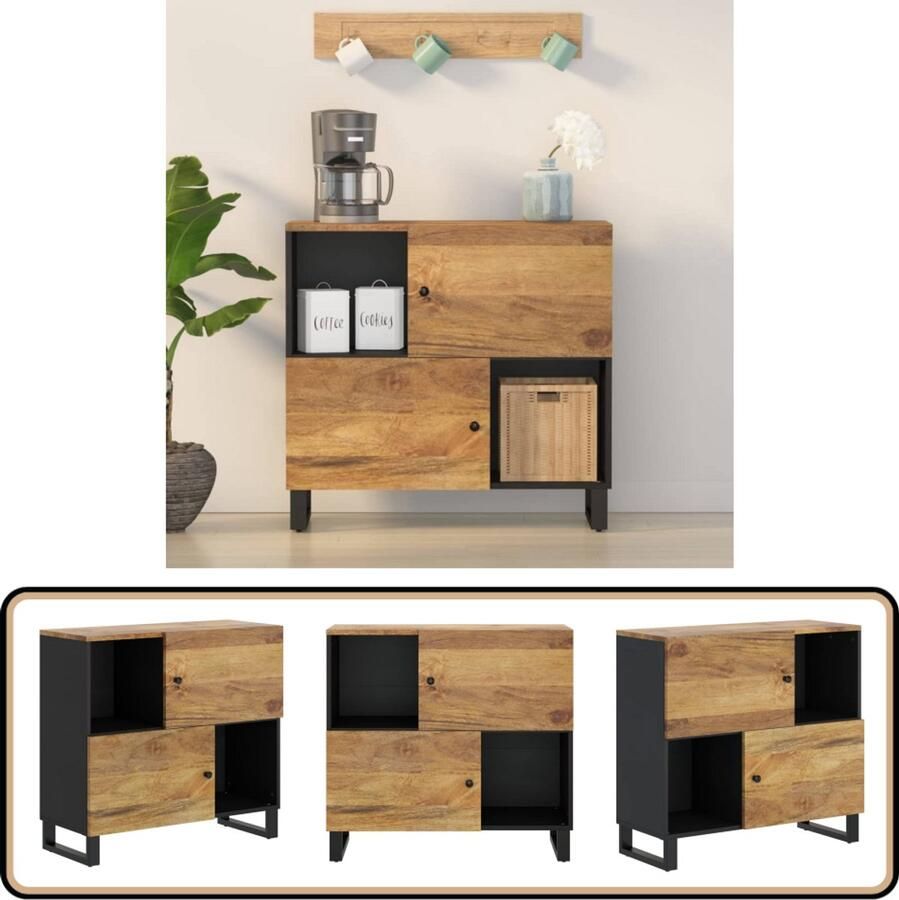 VidaXL Dressoir 80x33x75 cm Mangohout & IJzer Dressoir Mangohouten Dressoir Vintage Dressoir Landelijk Dressoir Salontafel