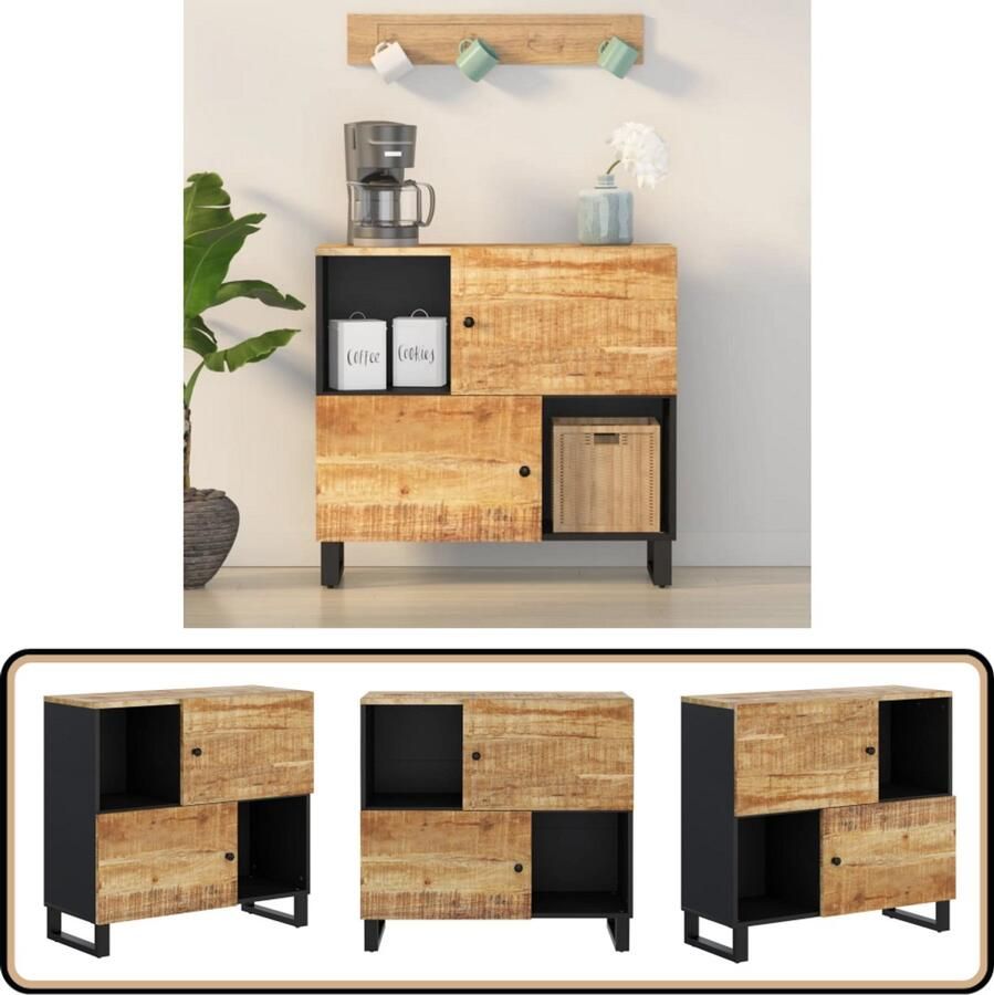 VidaXL Dressoir 2 Deuren 80x33x75 cm Mangohout Dressoir Mango Wood Vintage Landelijk Salontafel