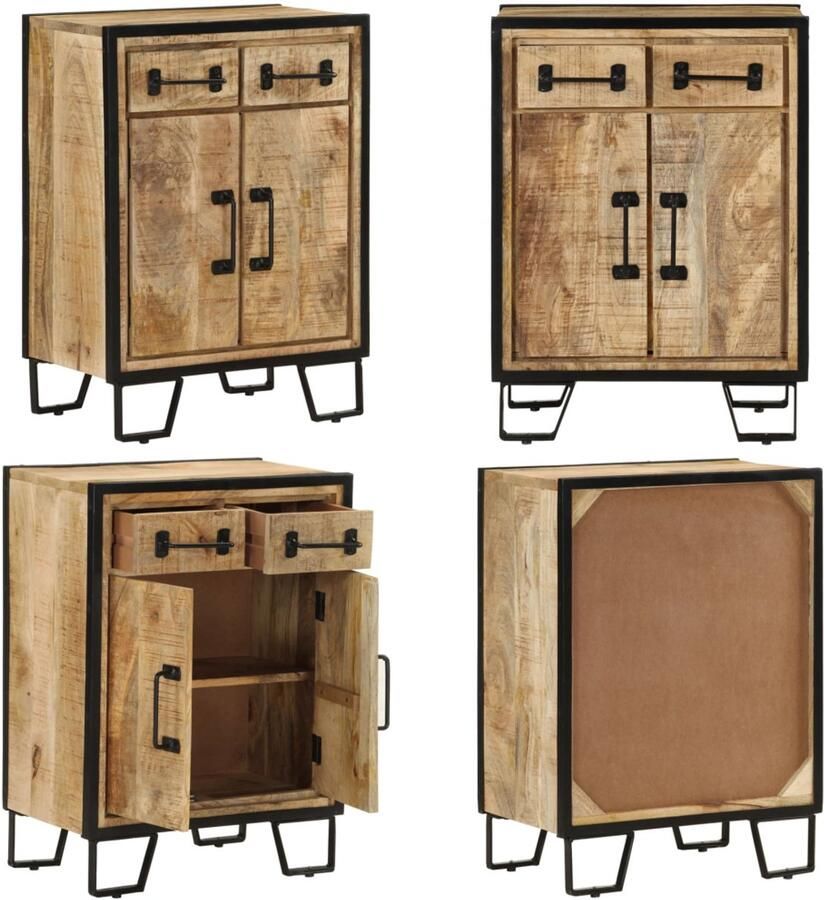 VidaXL Dressoir met 2 lades 53x31x72 cm massief mangohout en ijzer Dressoir Dressoirs Kast Wandkast