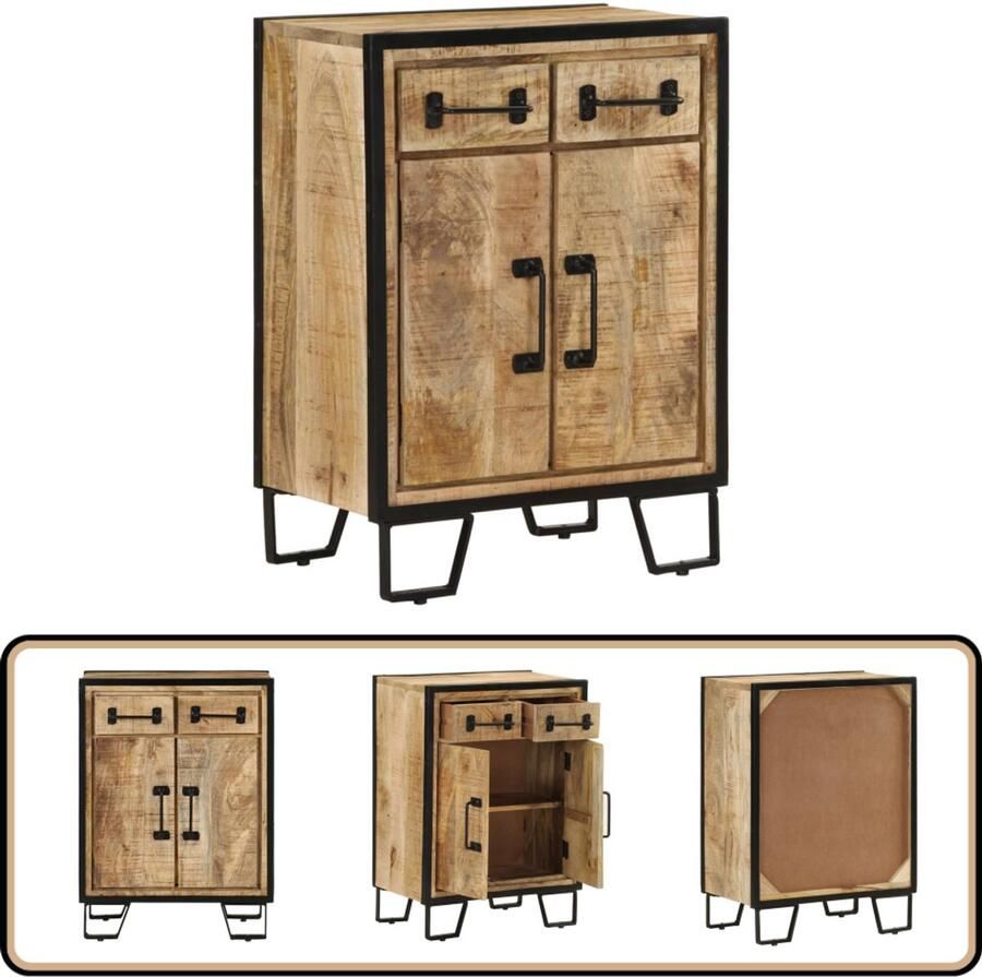 VidaXL Dressoir 2 Lades 53x31x72 cm Mangohout Dressoir Houten Dressoir Mango Wood Furniture Vintage Dressoir Salontafel