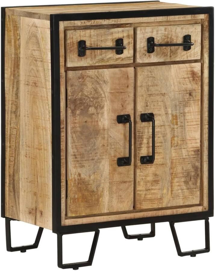 VidaXL Dressoir met 2 lades 53x31x72 cm massief mangohout en ijzer